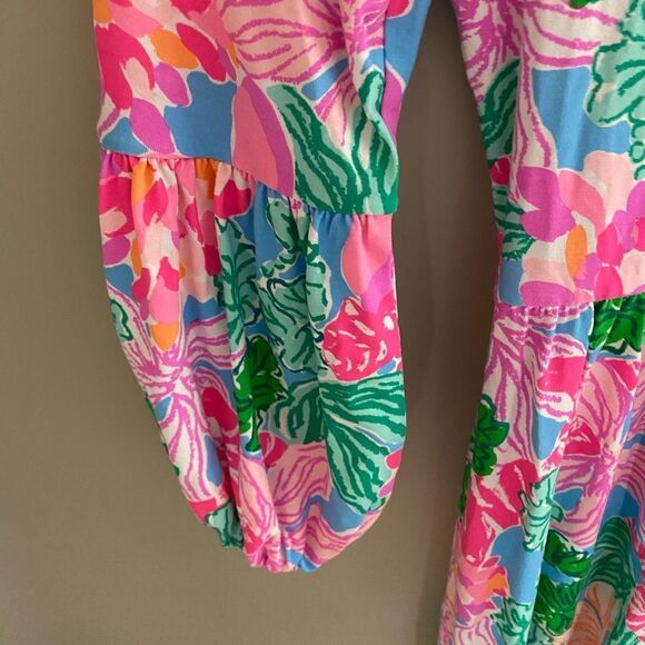 Lilly Pulitzer Pink and Blue Green Patterned Dress - Picture 4 of 5